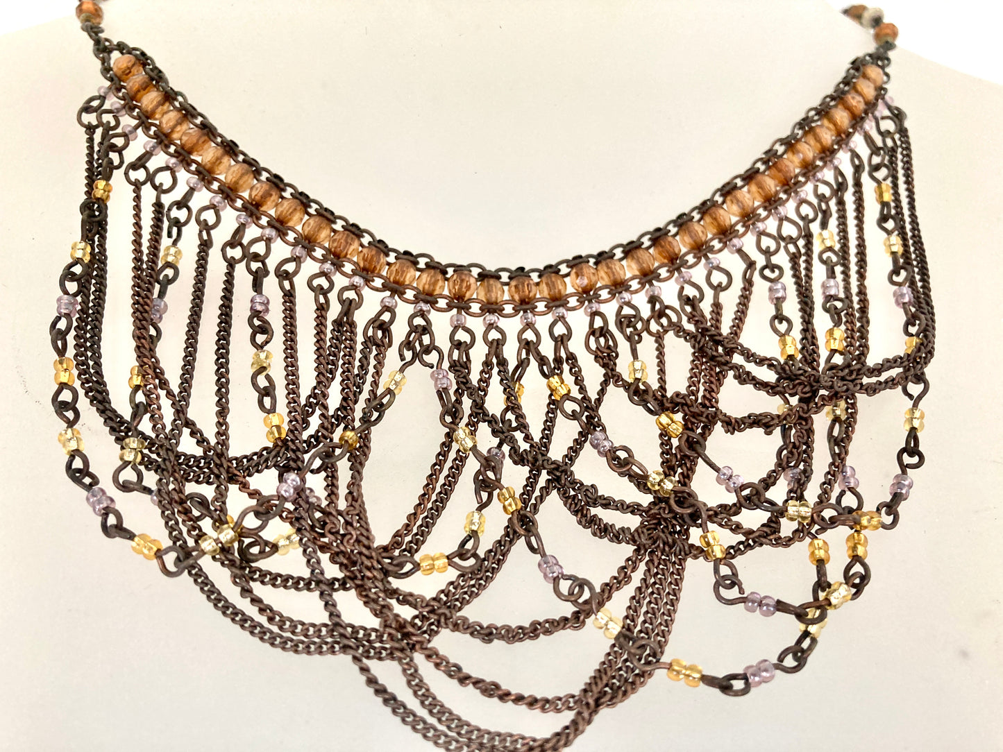 Cleopatra Style Multi-Chain and Bead Choker Necklace