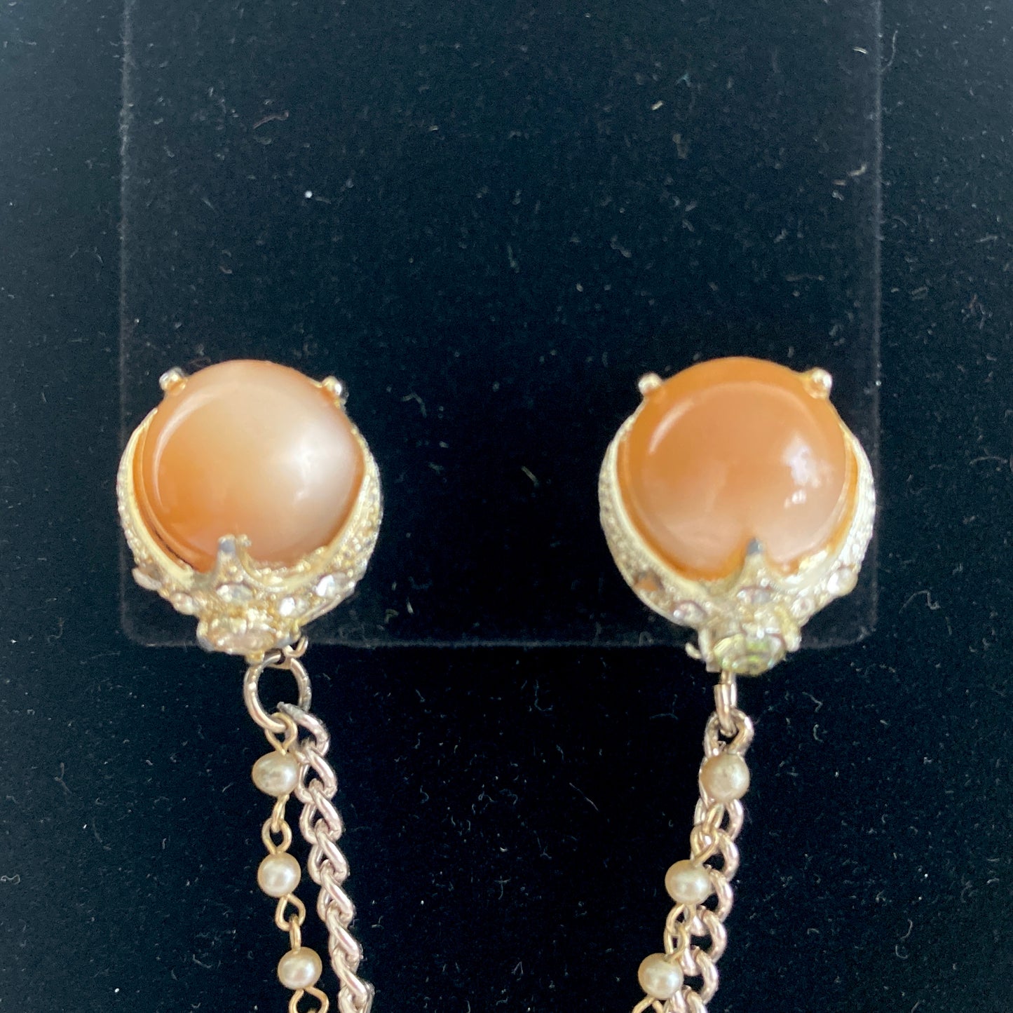Vintage 1950s Sweater Clip Moonglow Lucite and Rhinestones