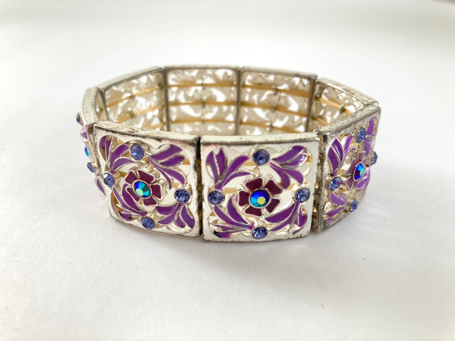 Lavender Enamel Stretch Panel Bracelet