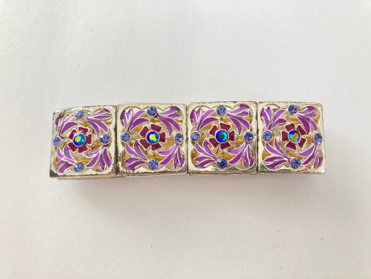 Lavender Enamel Stretch Panel Bracelet