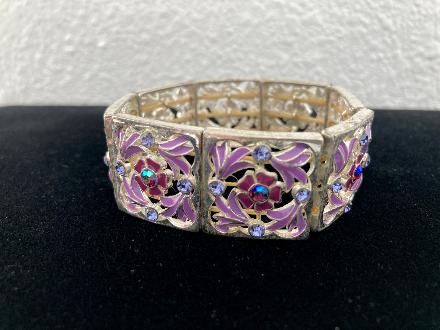 Lavender Enamel Stretch Panel Bracelet