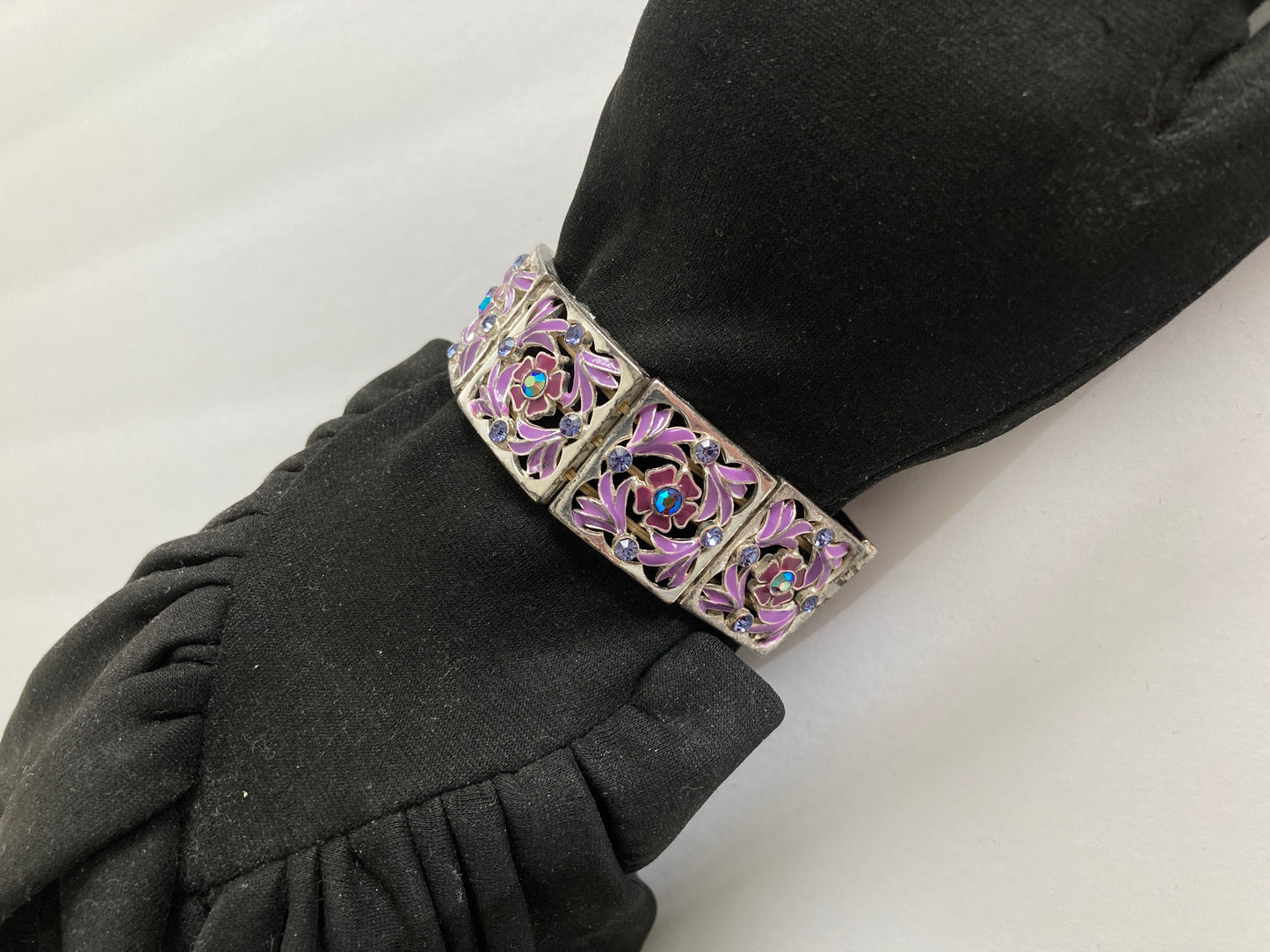 Lavender Enamel Stretch Panel Bracelet