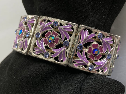 Lavender Enamel Stretch Panel Bracelet