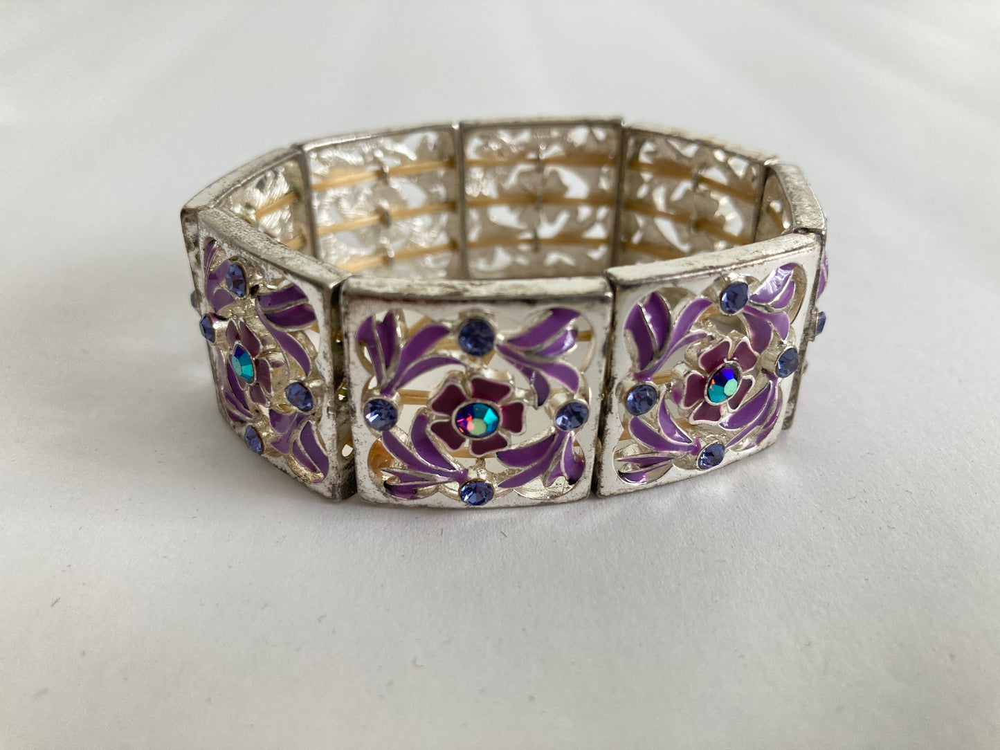 Lavender Enamel Stretch Panel Bracelet