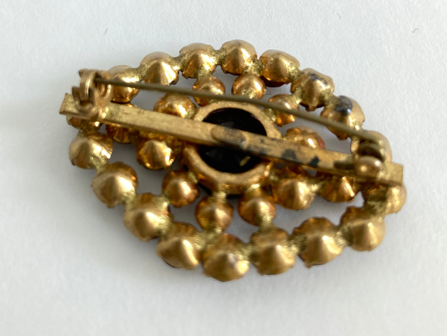 Antique Czech Garnet Brooch, Bohemian Glass