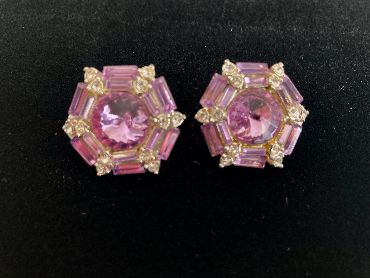 Large Lavender Rivoli Crystal Clip On Earrings