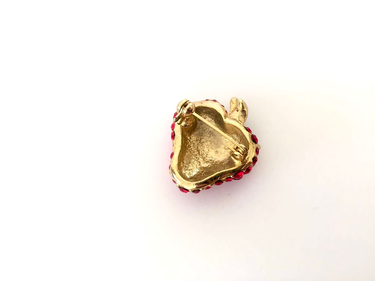 Vintage Rhinestone Strawberry Brooch