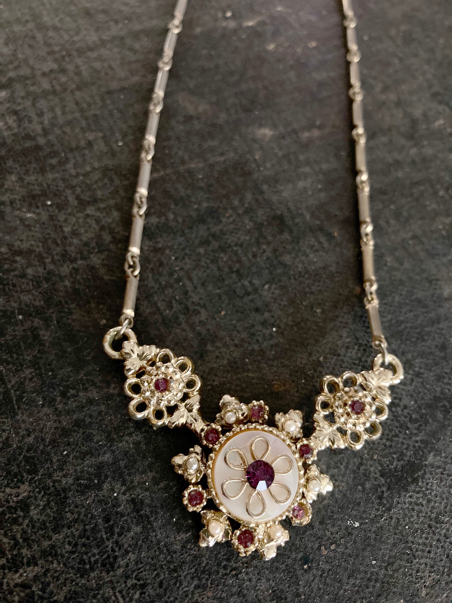 Coro Choker Gold-tone, MOP, Amethyst, Seed Pearls