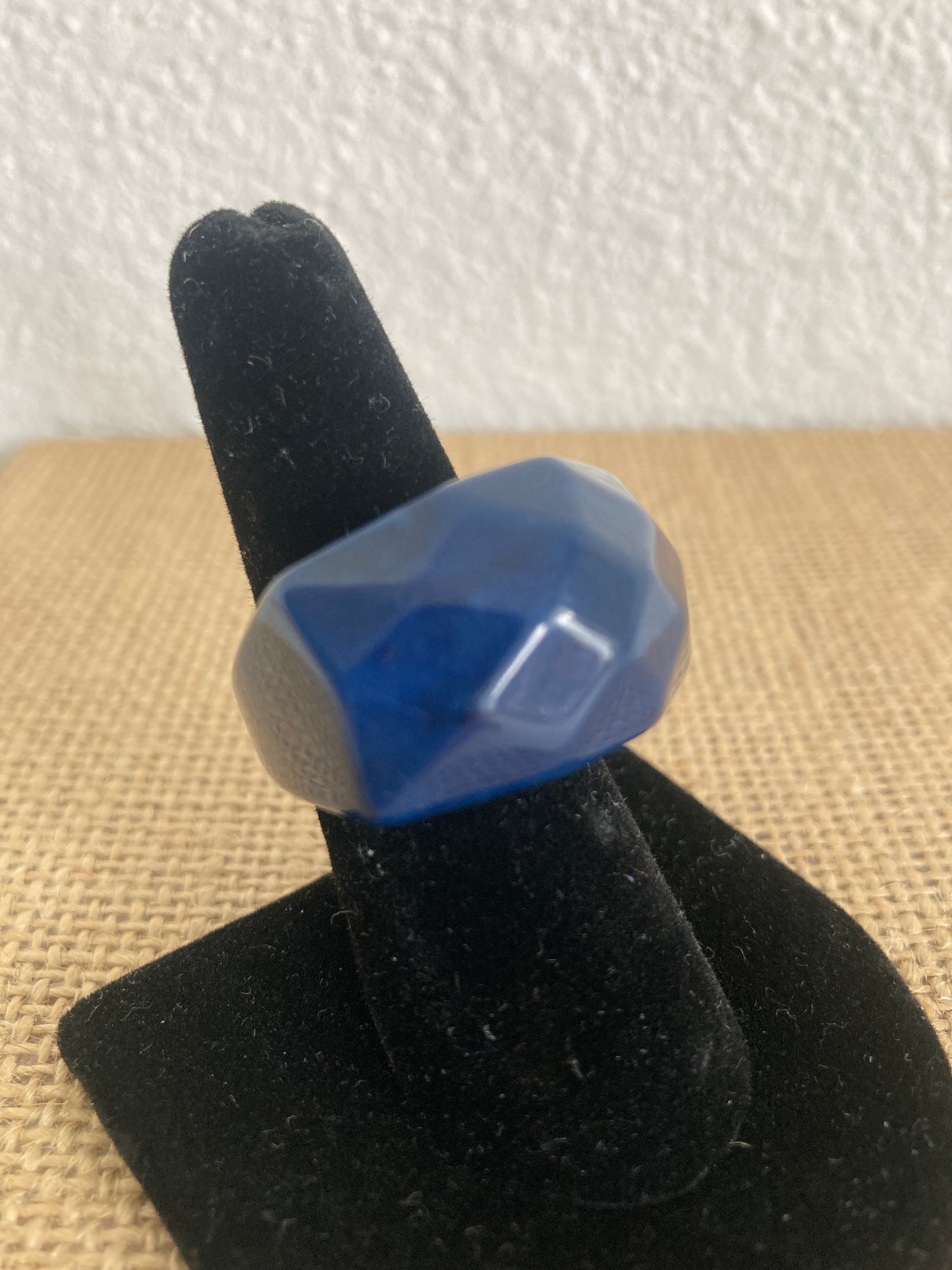 Huge Chunky Deep Blue Lucite Ring