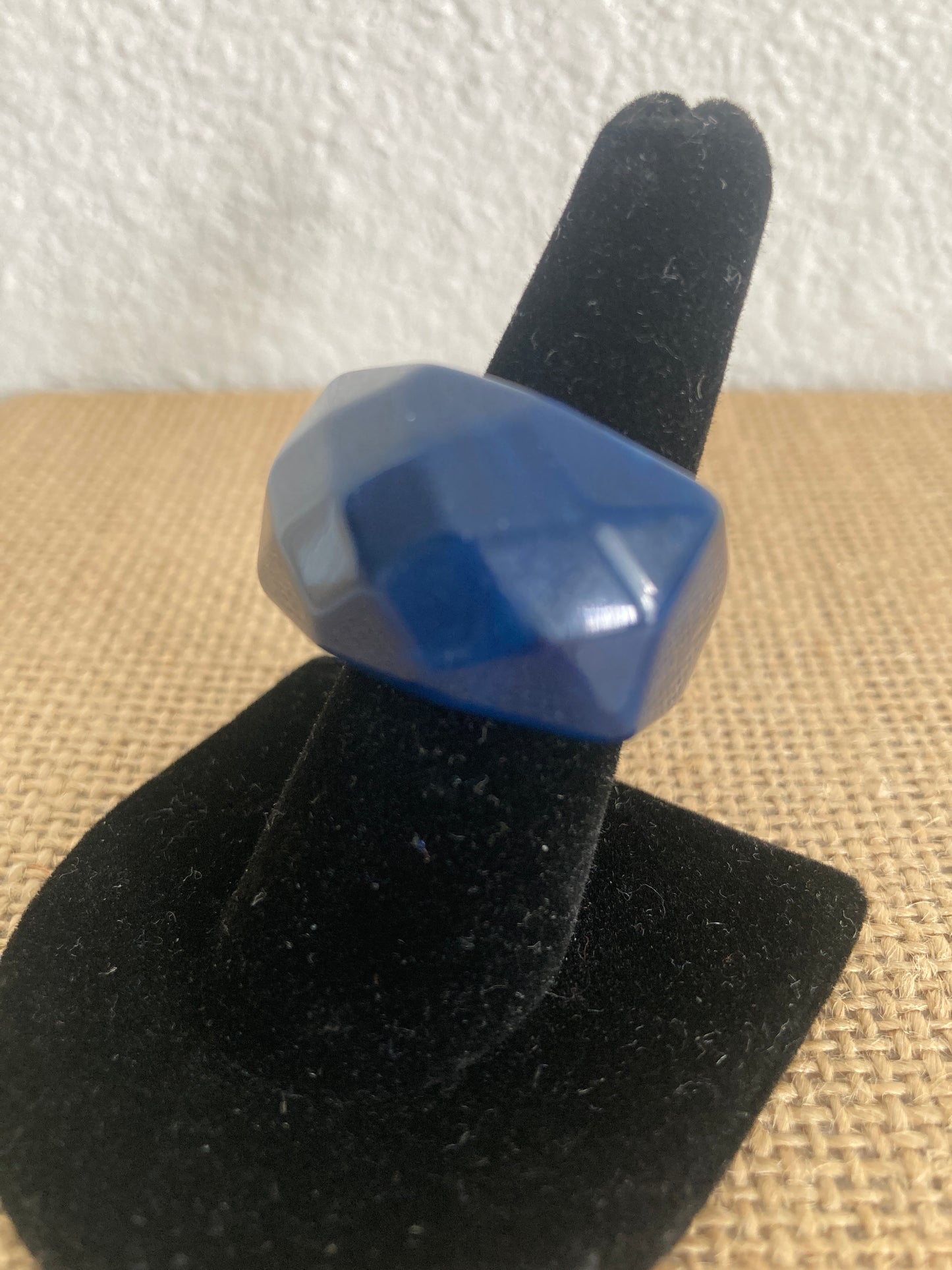 Huge Chunky Deep Blue Lucite Ring