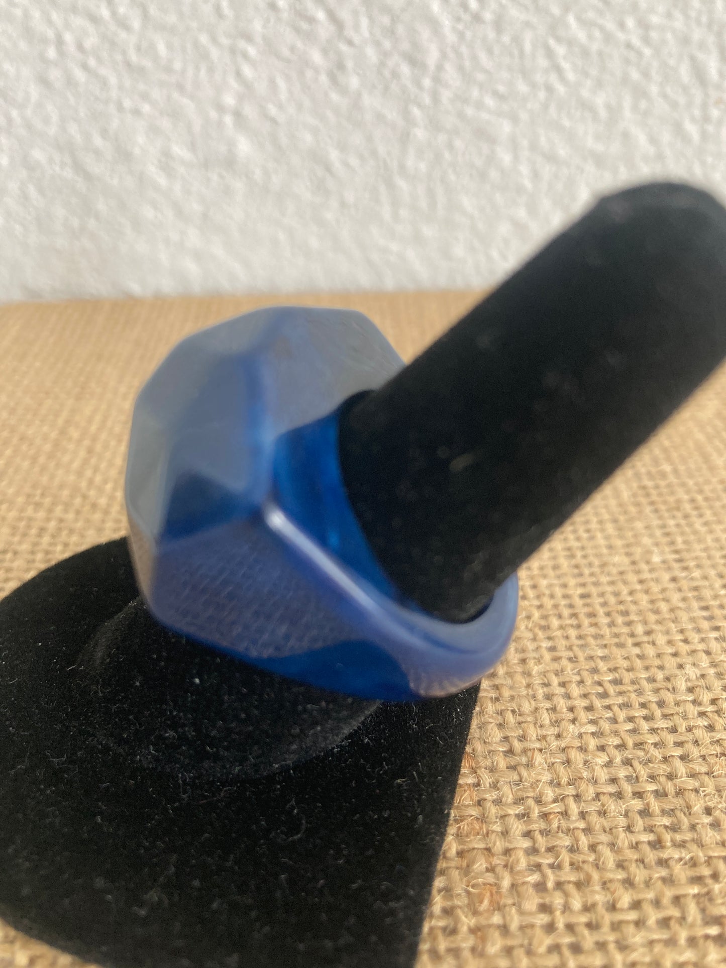 Huge Chunky Deep Blue Lucite Ring