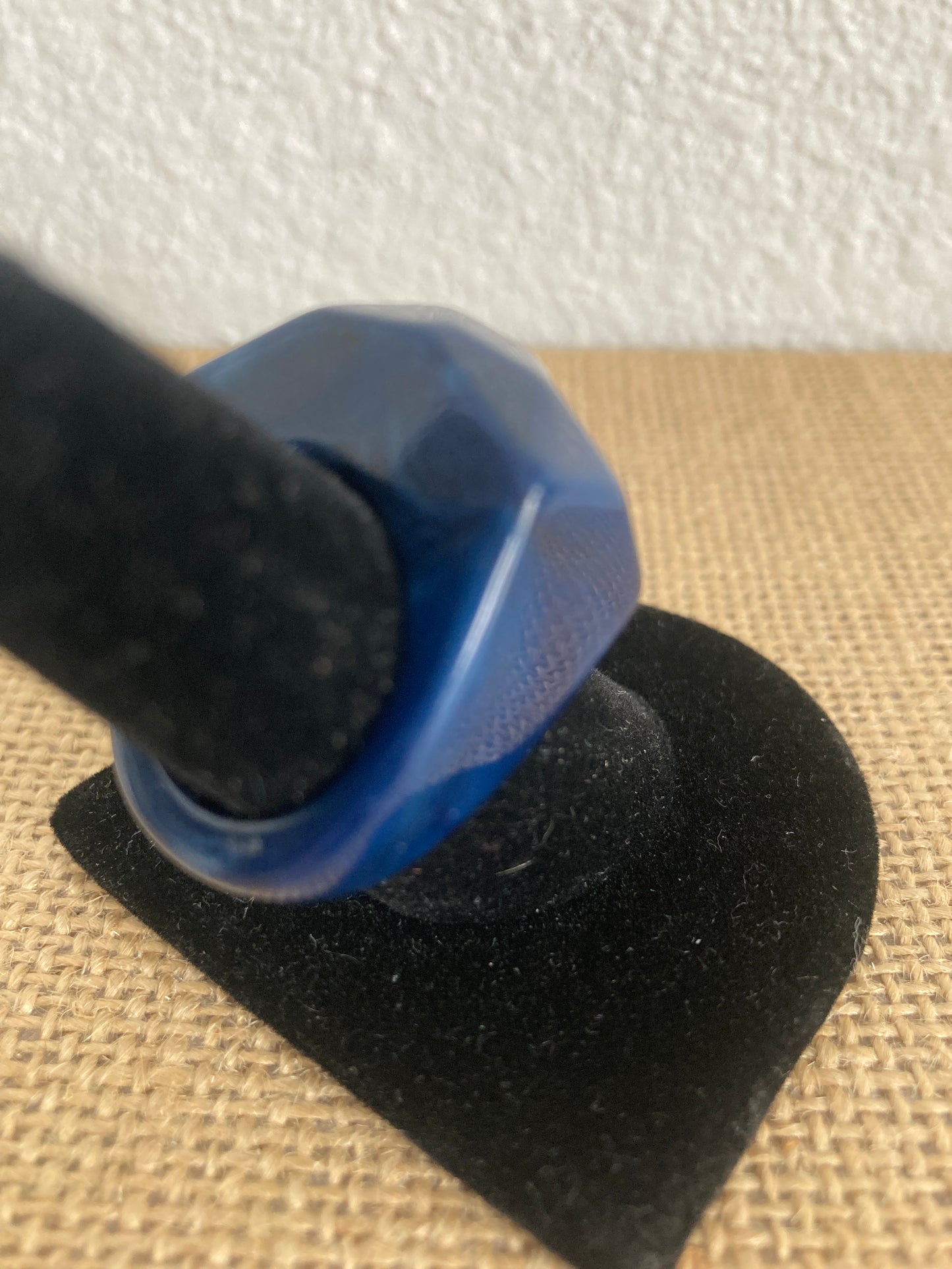 Huge Chunky Deep Blue Lucite Ring