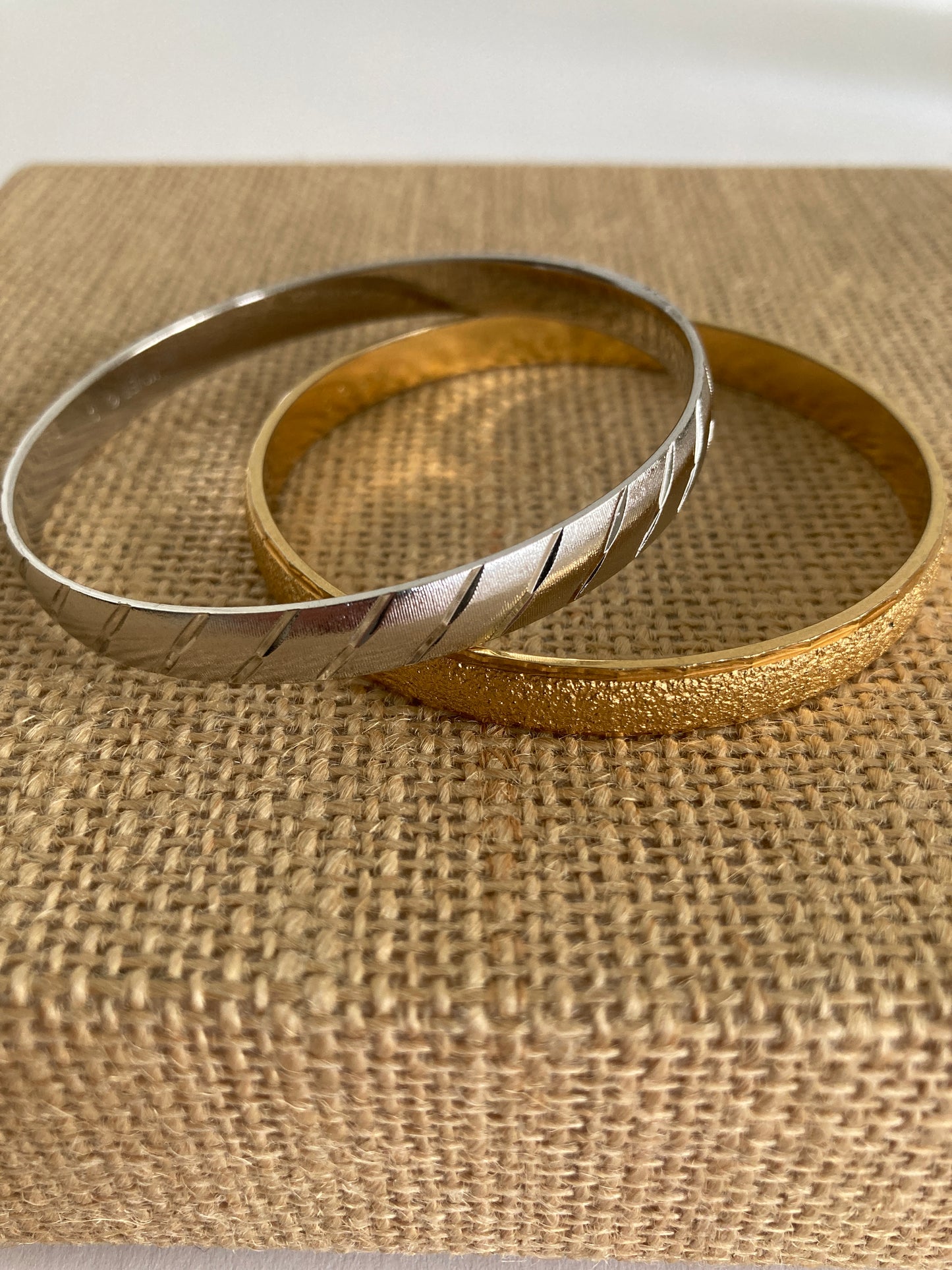 Pair of Vintage Monet Bangle Bracelets Gold/Silver Size Small