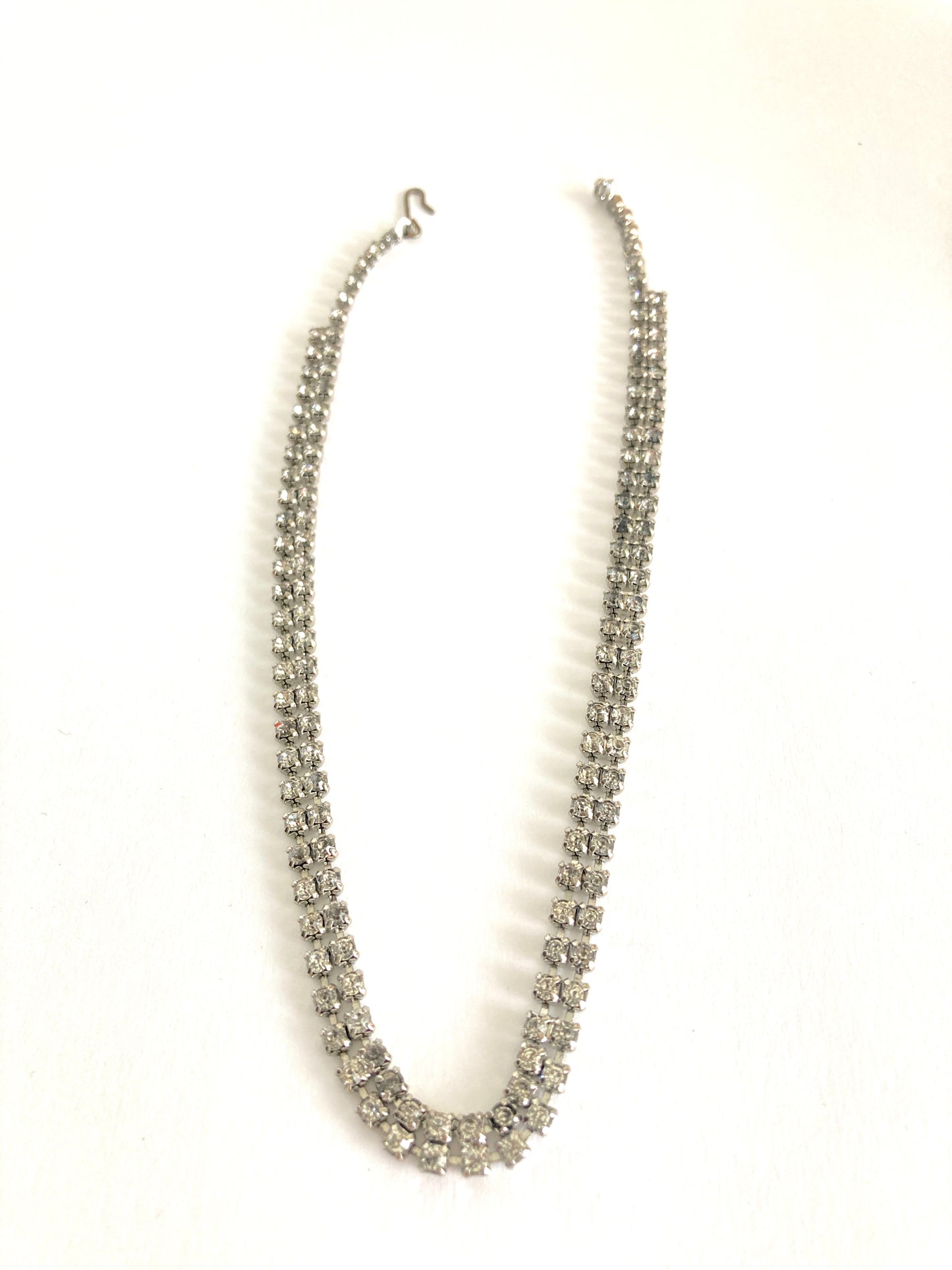 Vintage Double Strand Clear Rhinestone Choker Necklace