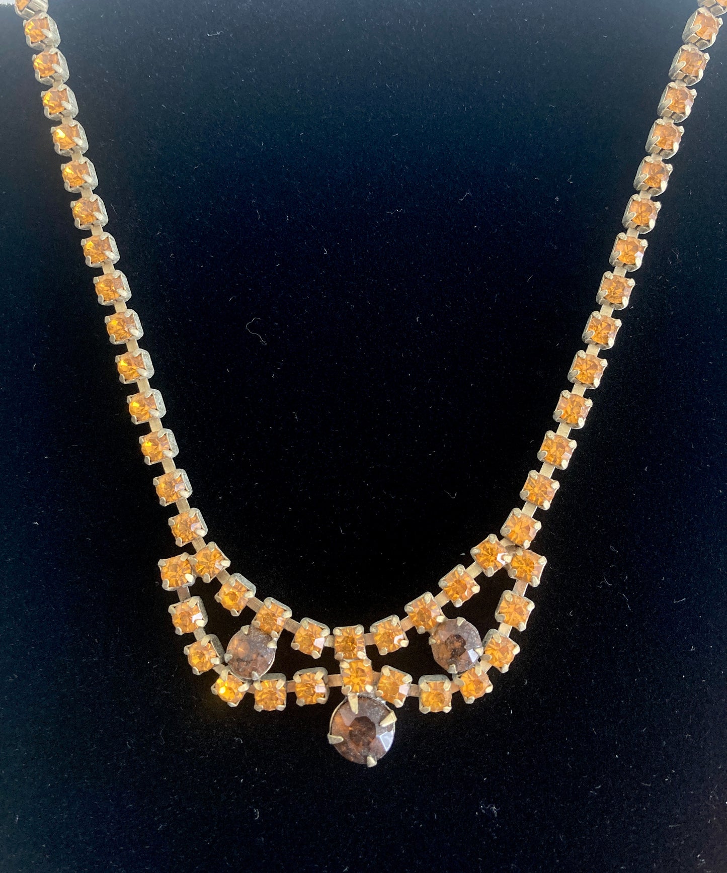 Stunning Topaz Rhinestone Choker Necklace 1950s