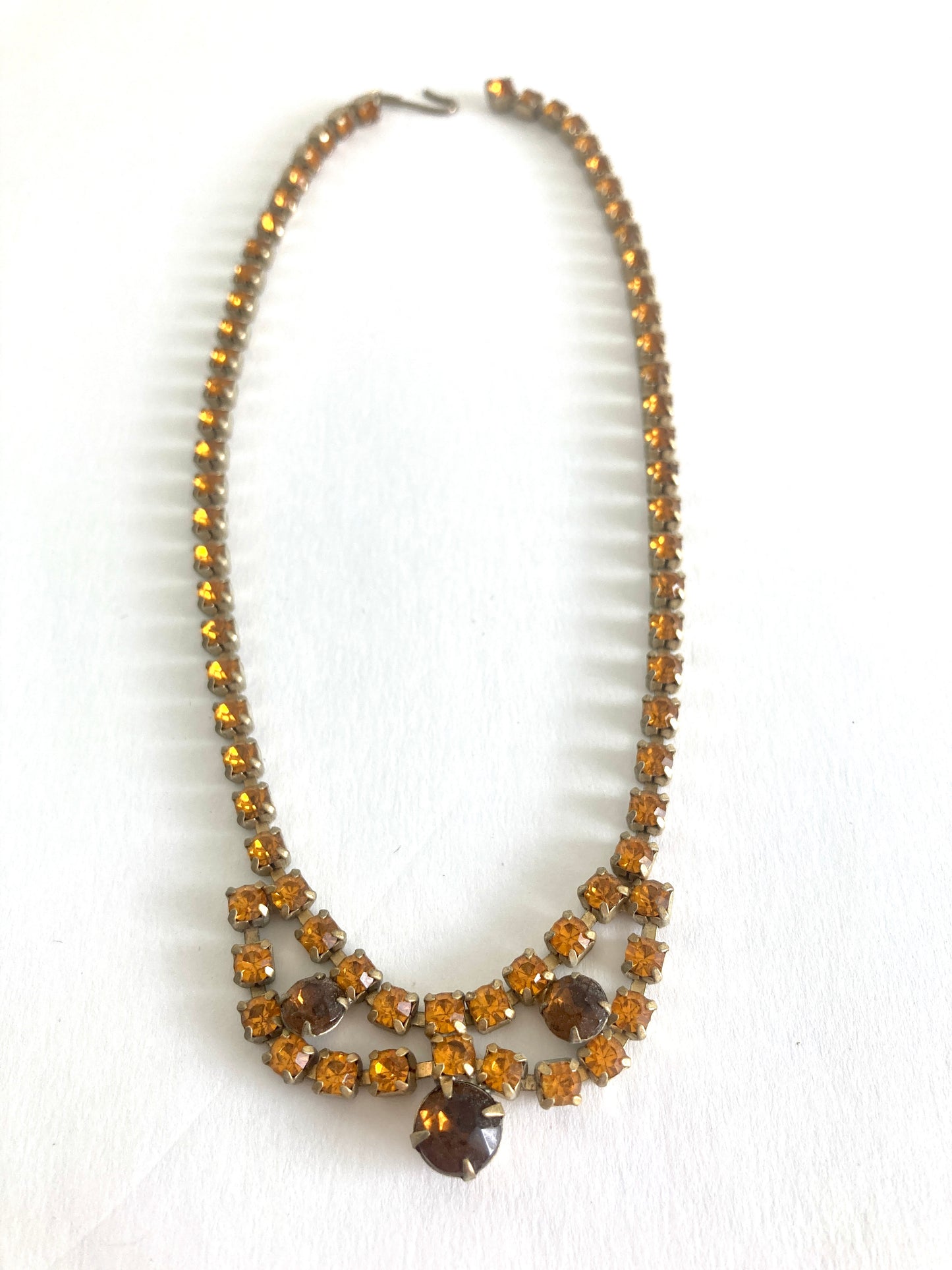 Stunning Topaz Rhinestone Choker Necklace 1950s