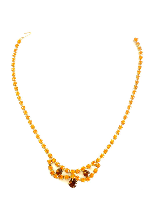 Stunning Topaz Rhinestone Choker Necklace 1950s