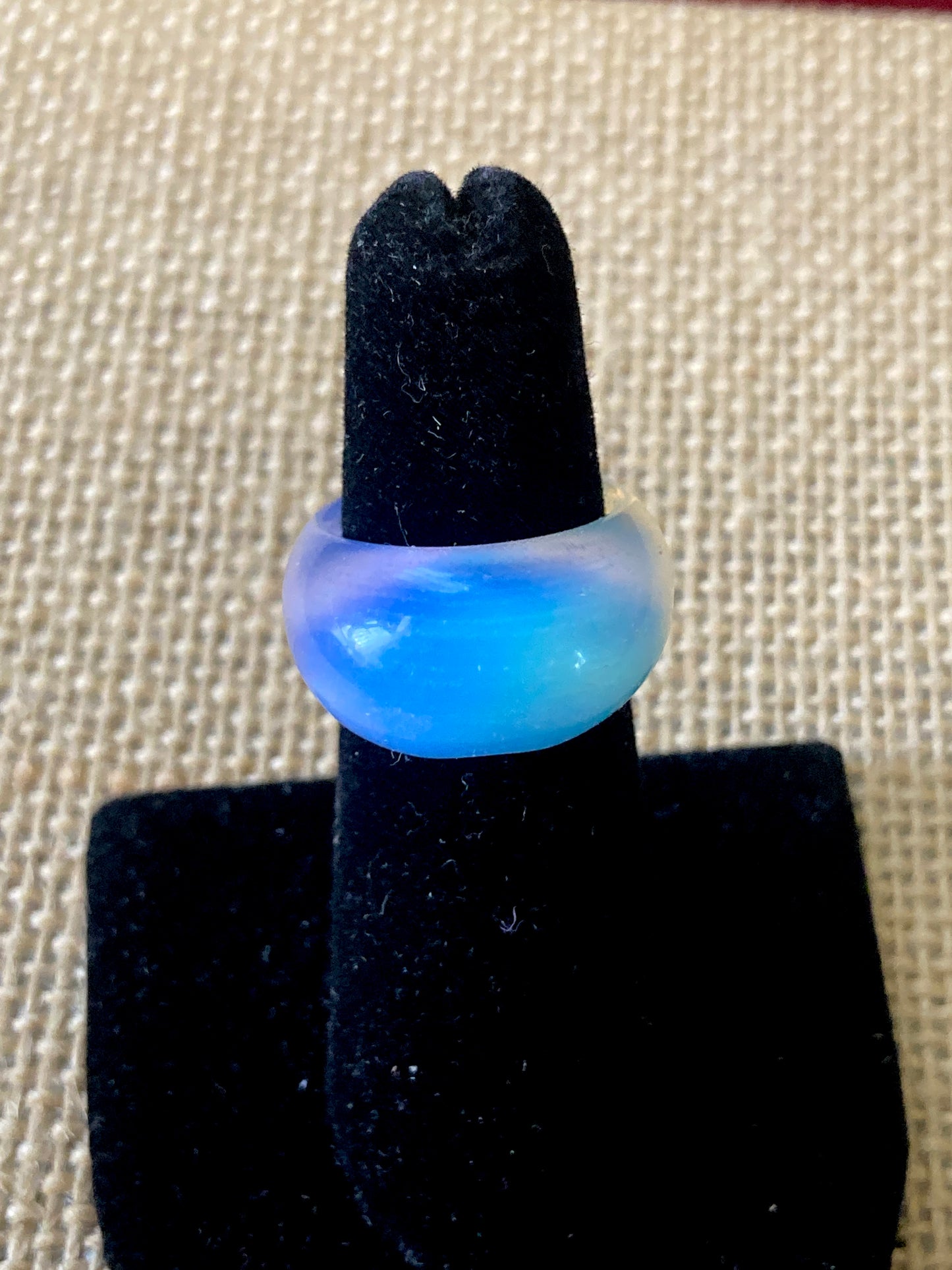 Lucite Dome Bubble Ring in Pearlescent Milky White Size 5 3/4