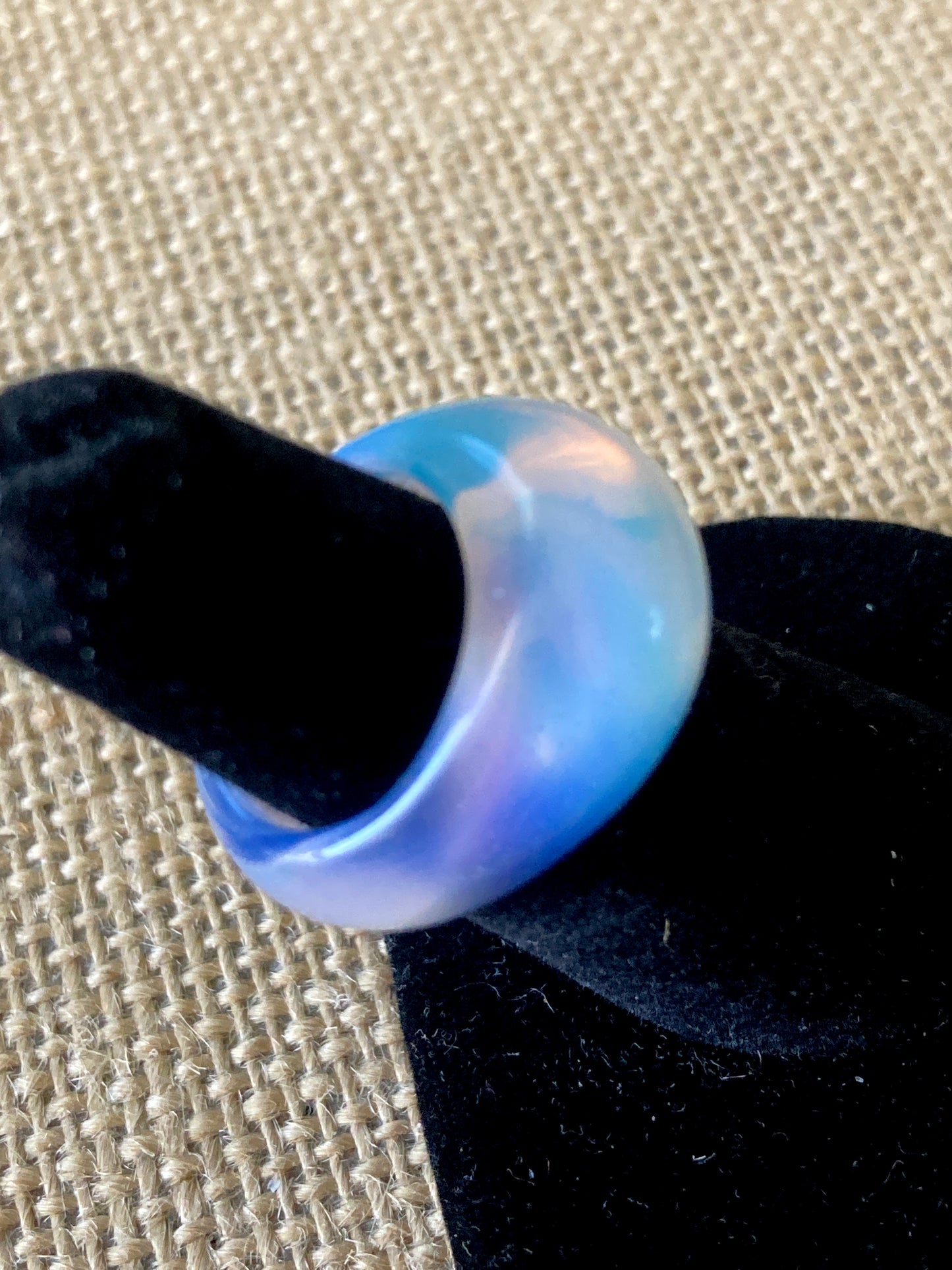 Lucite Dome Bubble Ring in Pearlescent Milky White Size 5 3/4