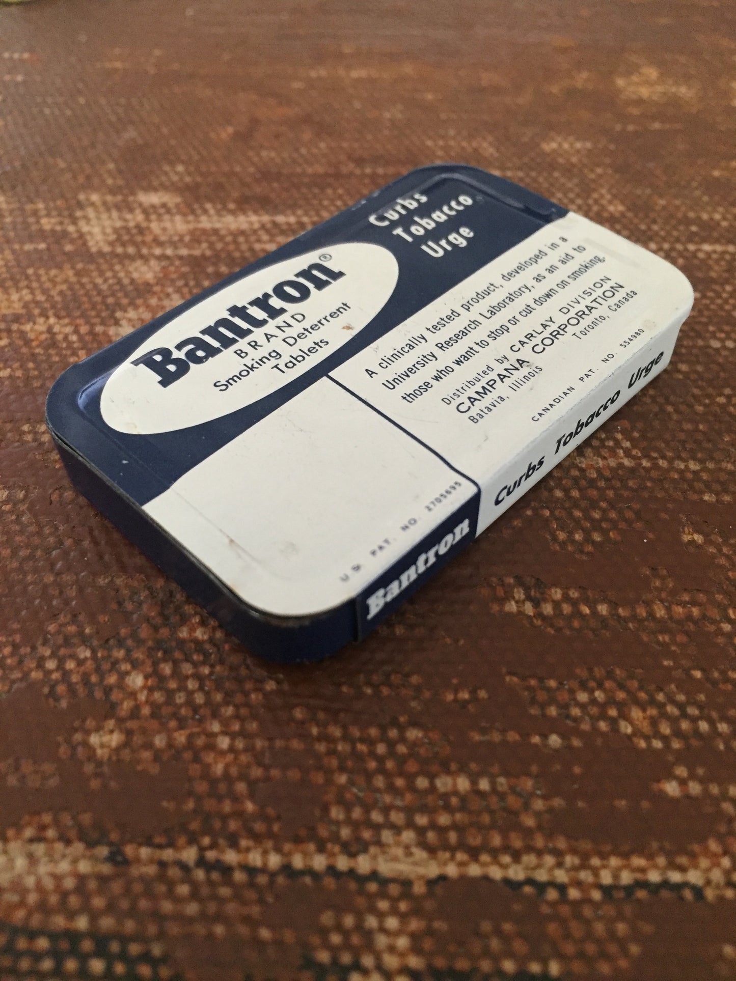 Vintage Bantron Tin Smoking Deterrent Tablets 1960's