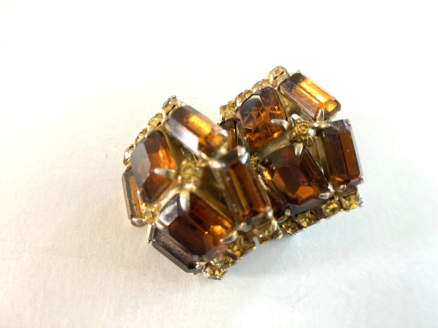 Root Beer Brown Vintage Rhinestone Earrings