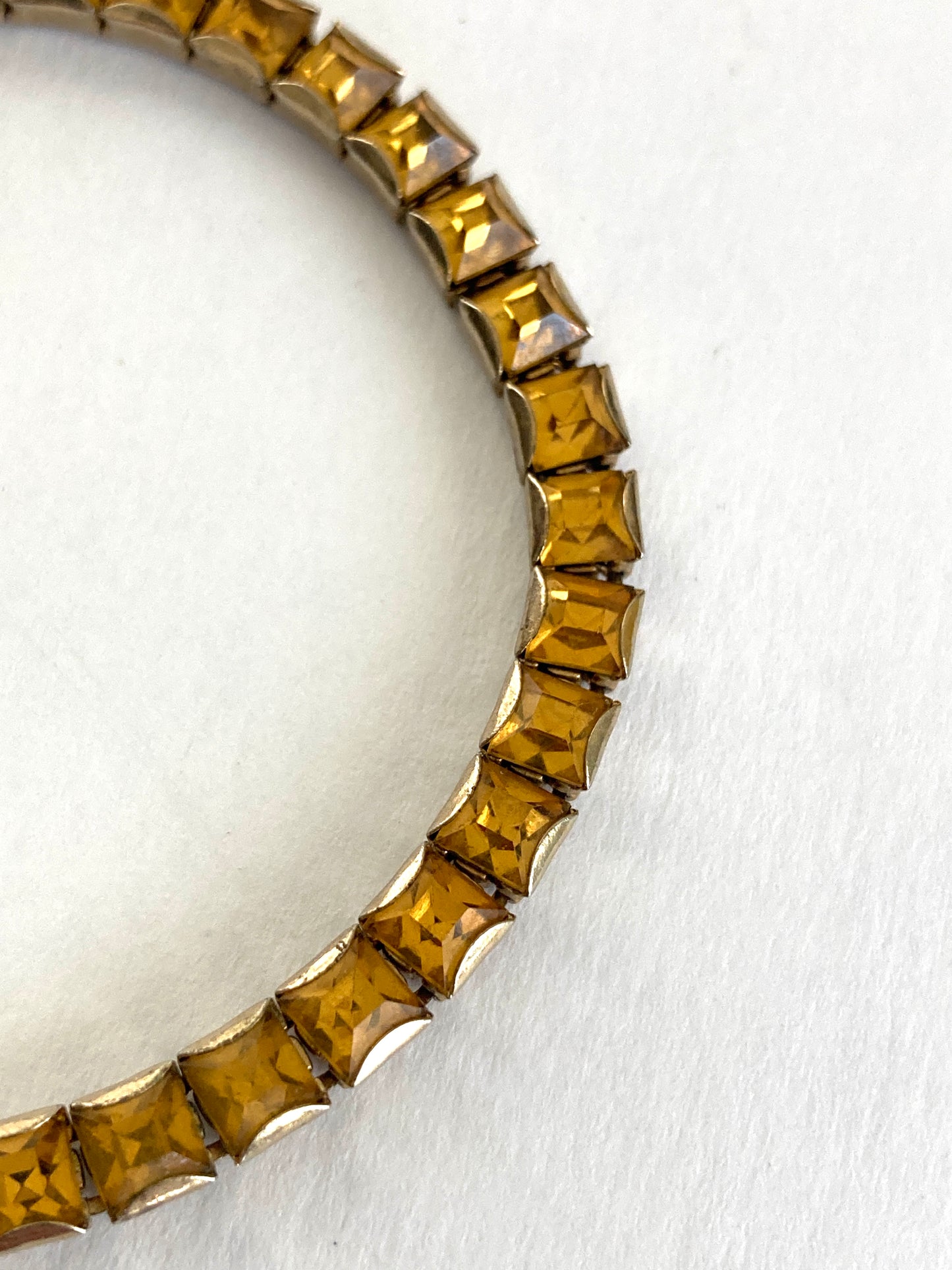 Vintage Amber Paste Princess Cut Tennis Bracelet