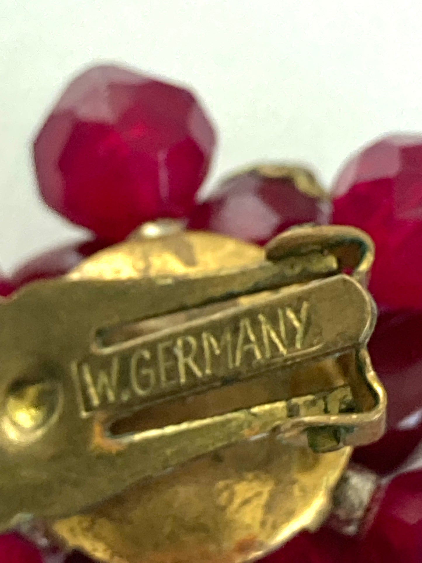 Vintage Cluster Earrings Pomegranate Red Clip Ons