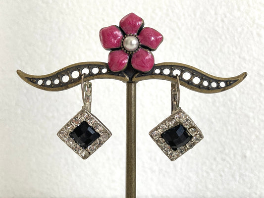 Black and Clear Crystal Earrings