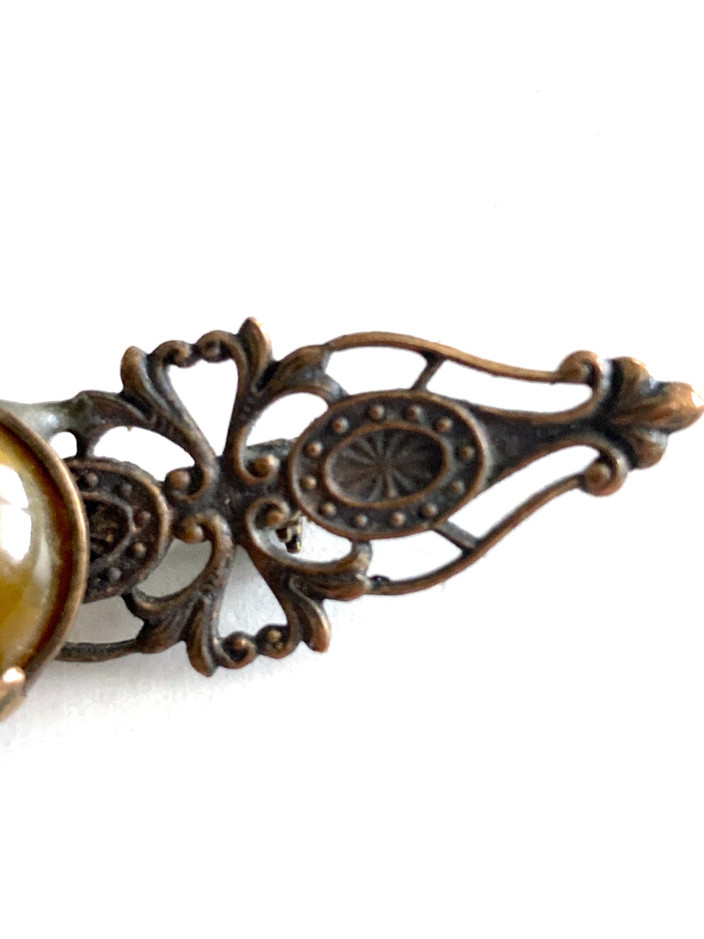 Edwardian Style Bar Brooch with Center Cabochon