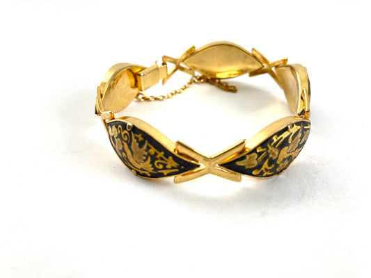 Vintage Toledo Damascene Bracelet with Birds