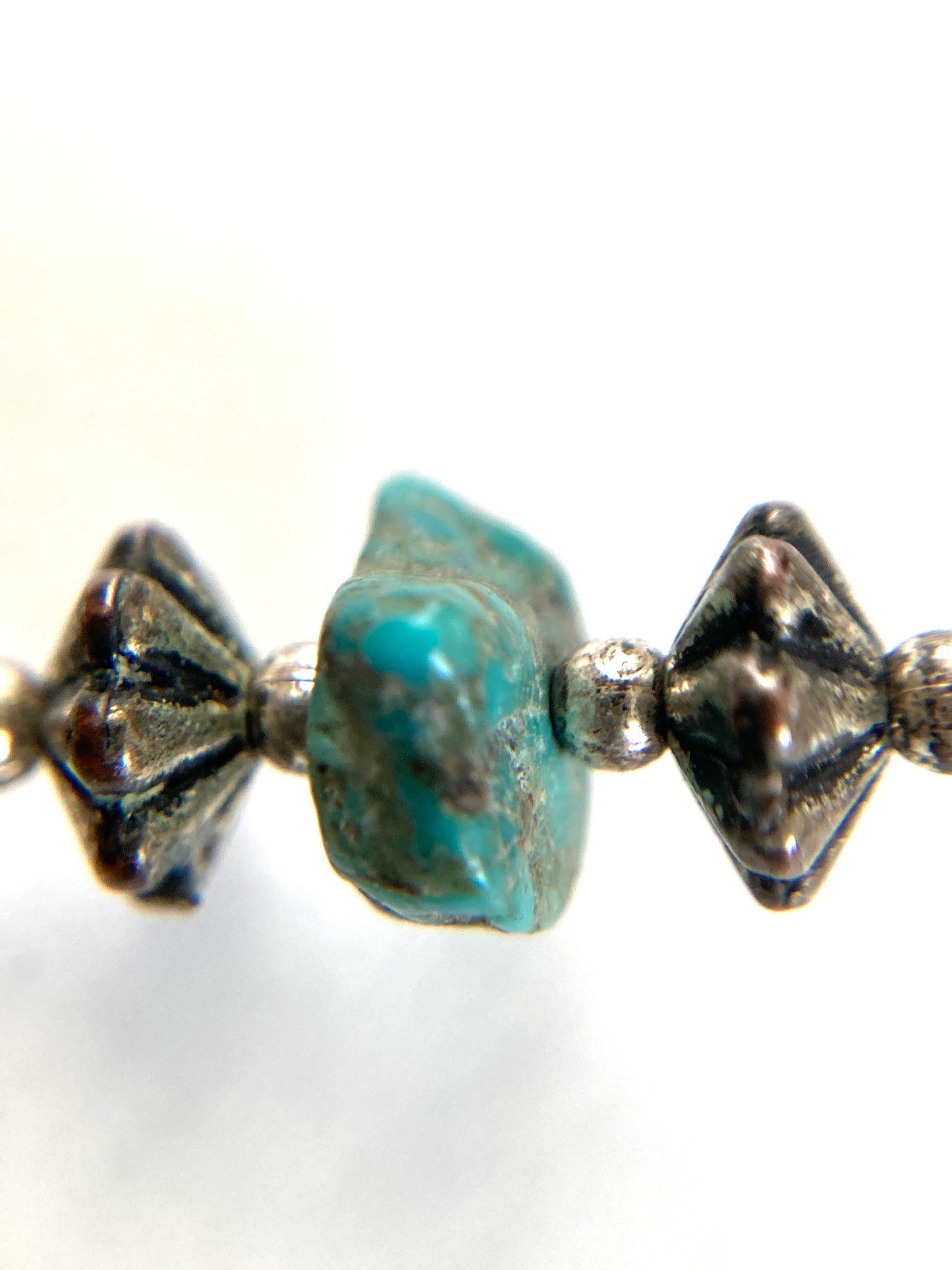 1970s Twisted Liquid Silver and Turquoise Necklace
