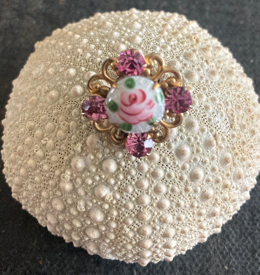 Guilloche Enamel Rose Scatter Pin