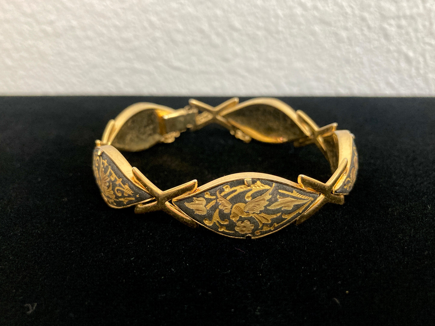 Vintage Toledo Damascene Bracelet with Birds