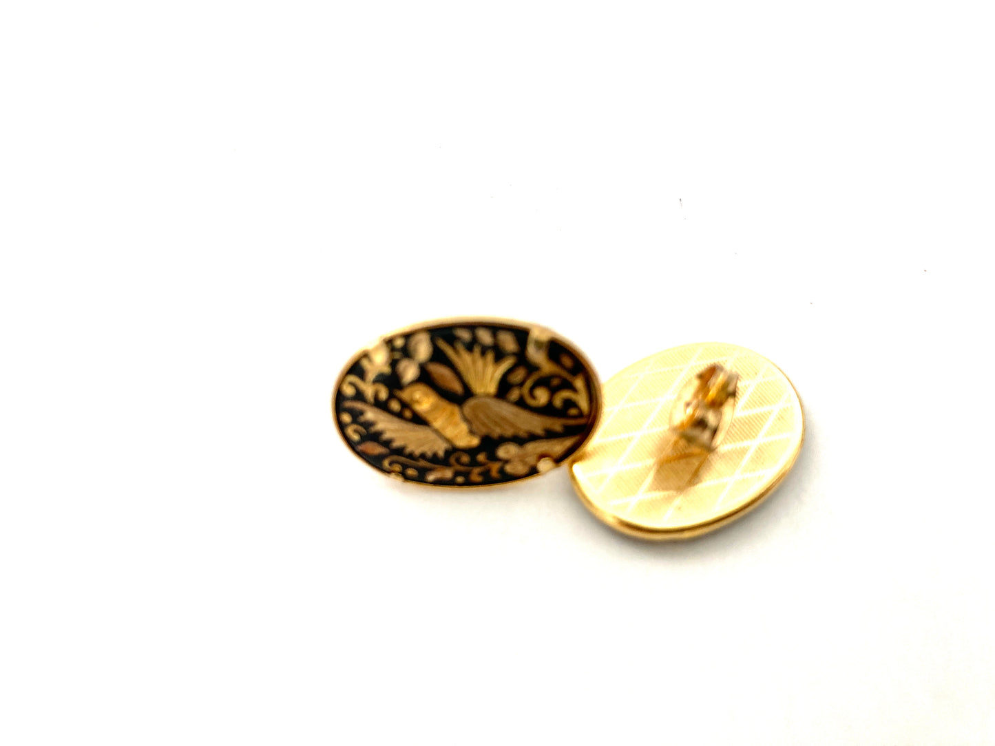 Vintage Damascene Toledo Oval Earrings Pierced