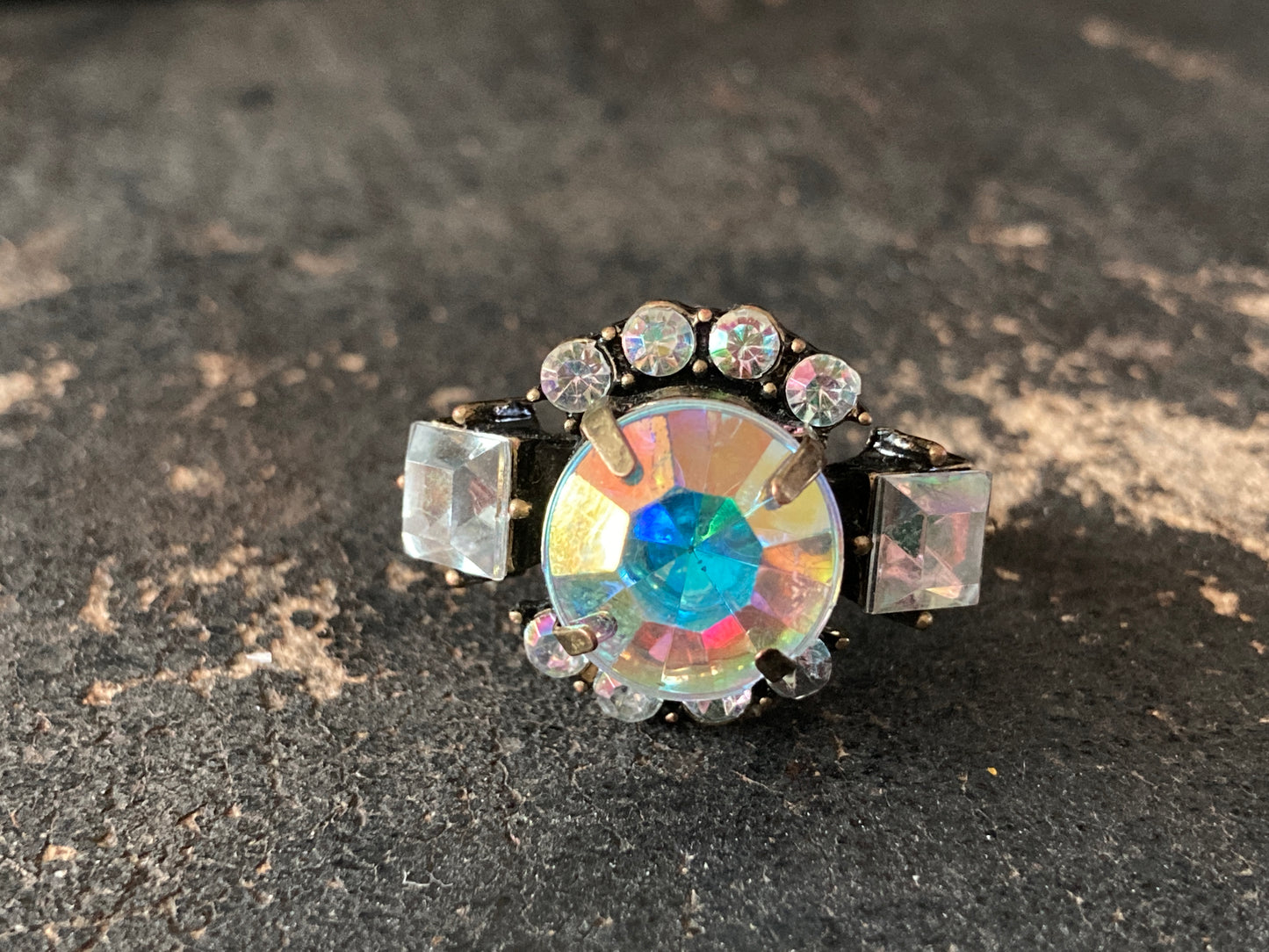 Large AB Rhinestone Cocktail Ring