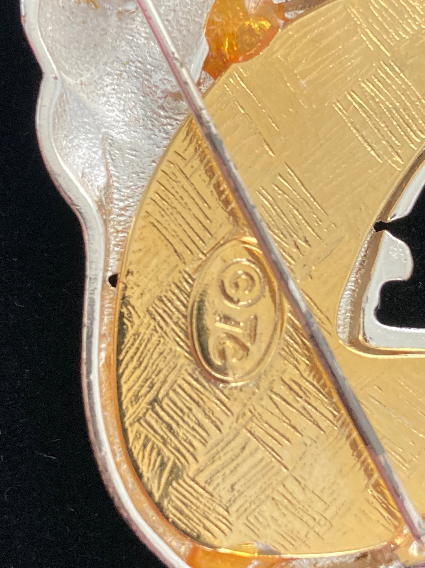 Silver and Goldtone Angel Brooch Marked TC