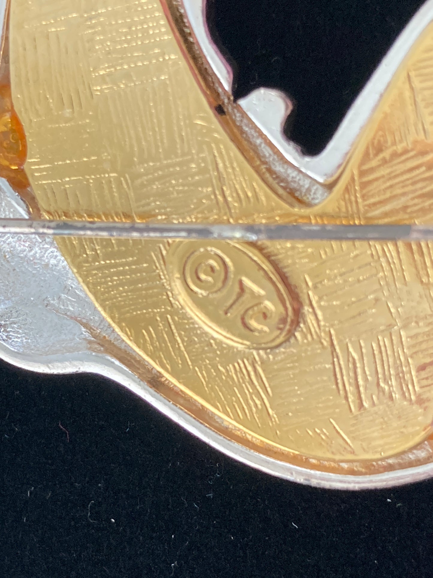 Silver and Goldtone Angel Brooch Marked TC