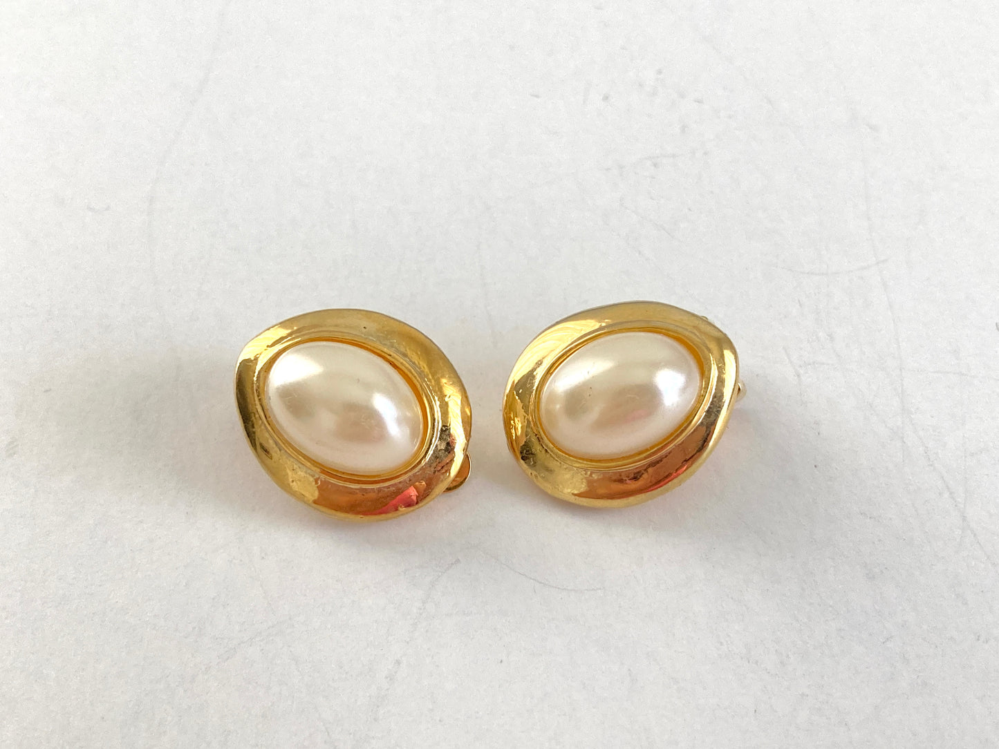 Vintage Faux Pearl & Goldtone Clip-on Earrings