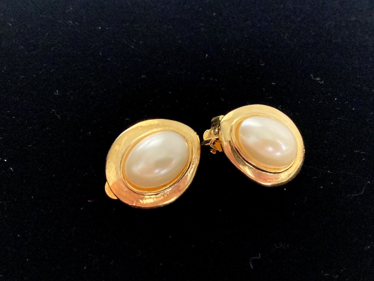 Vintage Faux Pearl & Goldtone Clip-on Earrings
