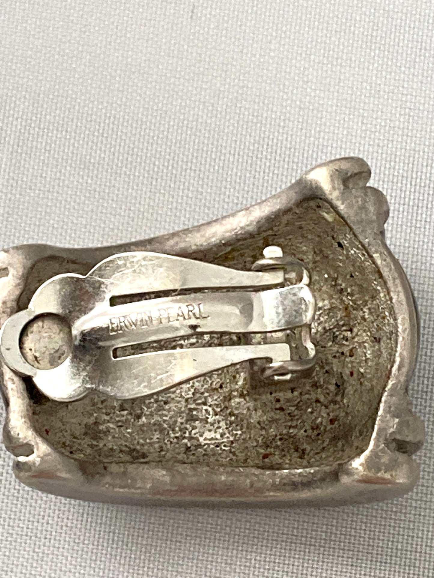Vintage Pewter Black Enamel Earrings by Erwin Pearl