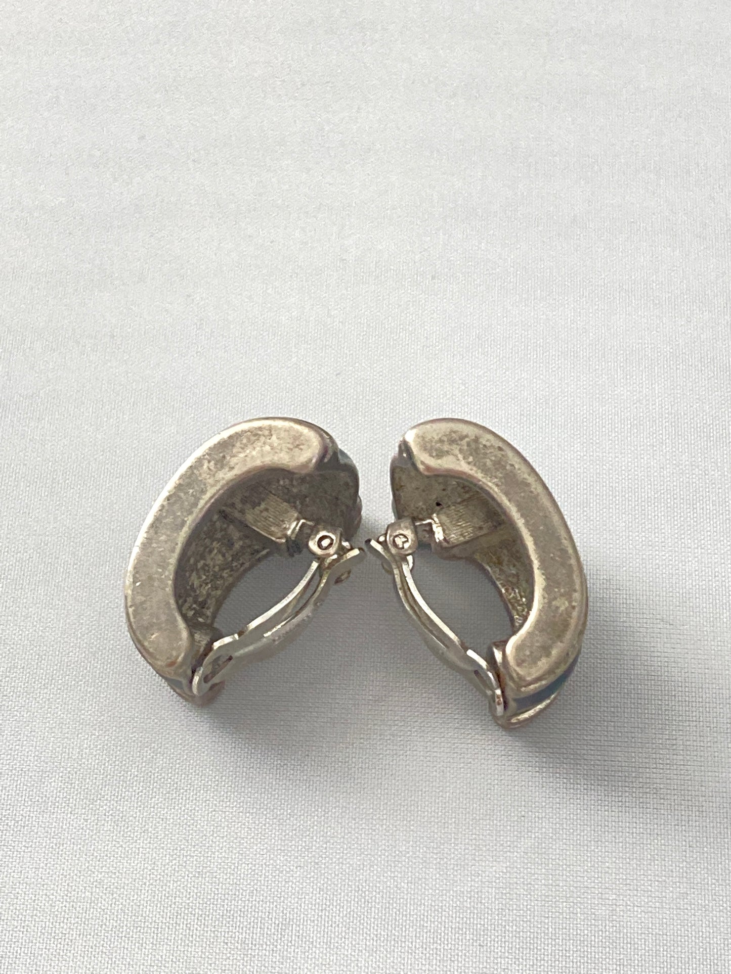 Vintage Pewter Black Enamel Earrings by Erwin Pearl