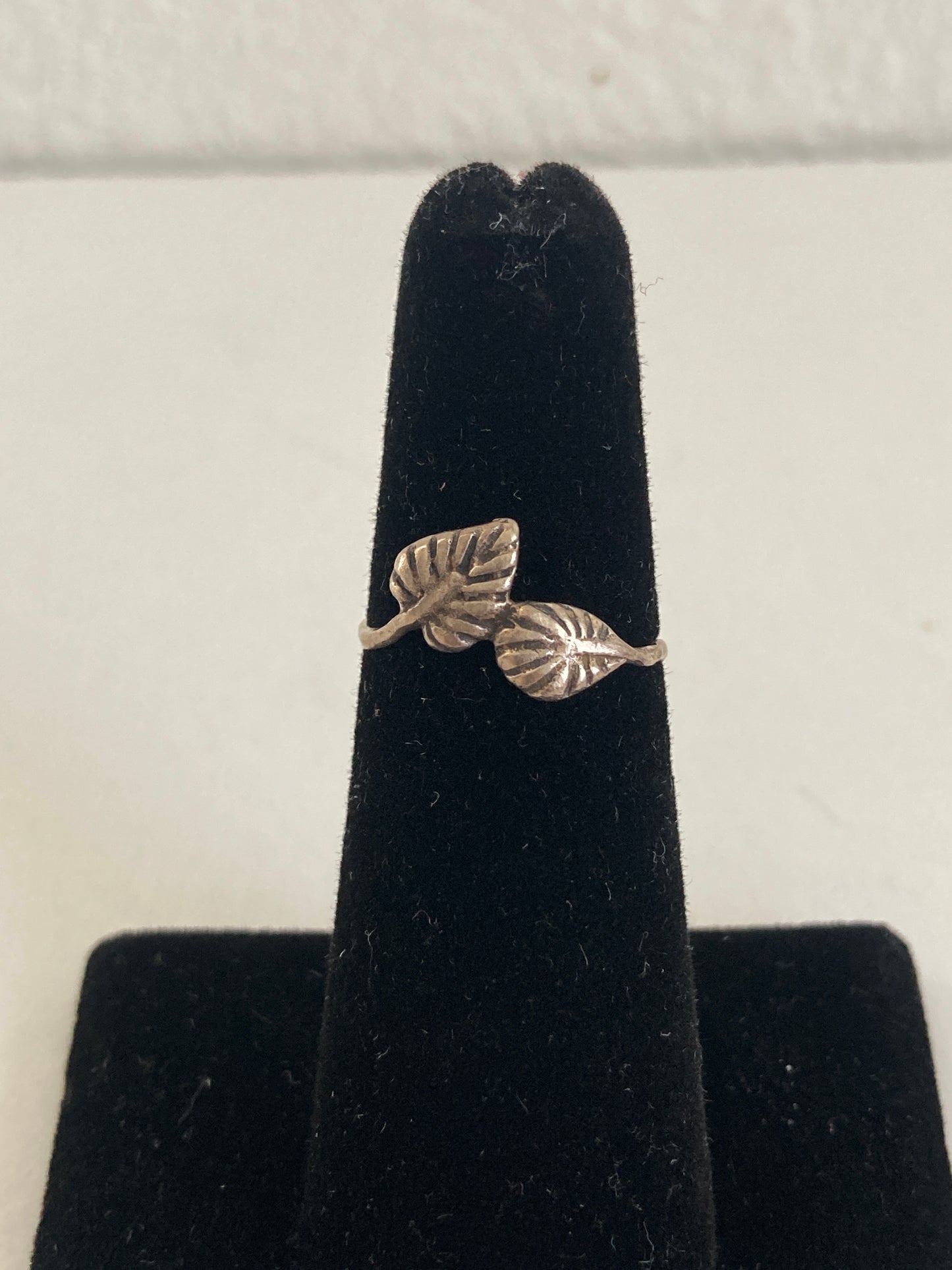 Sterling Silver Tiny Double Leaf Ring