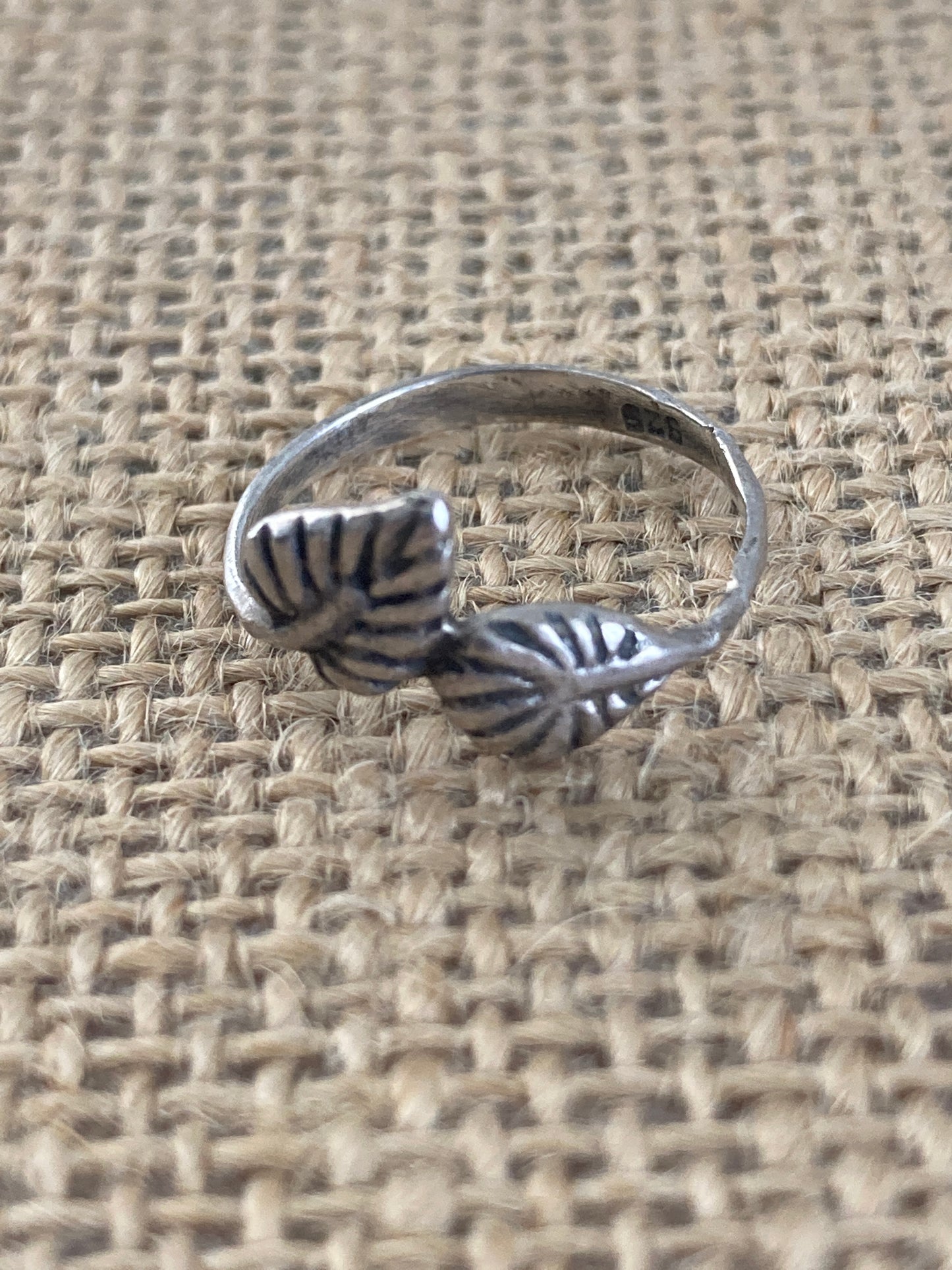 Sterling Silver Tiny Double Leaf Ring