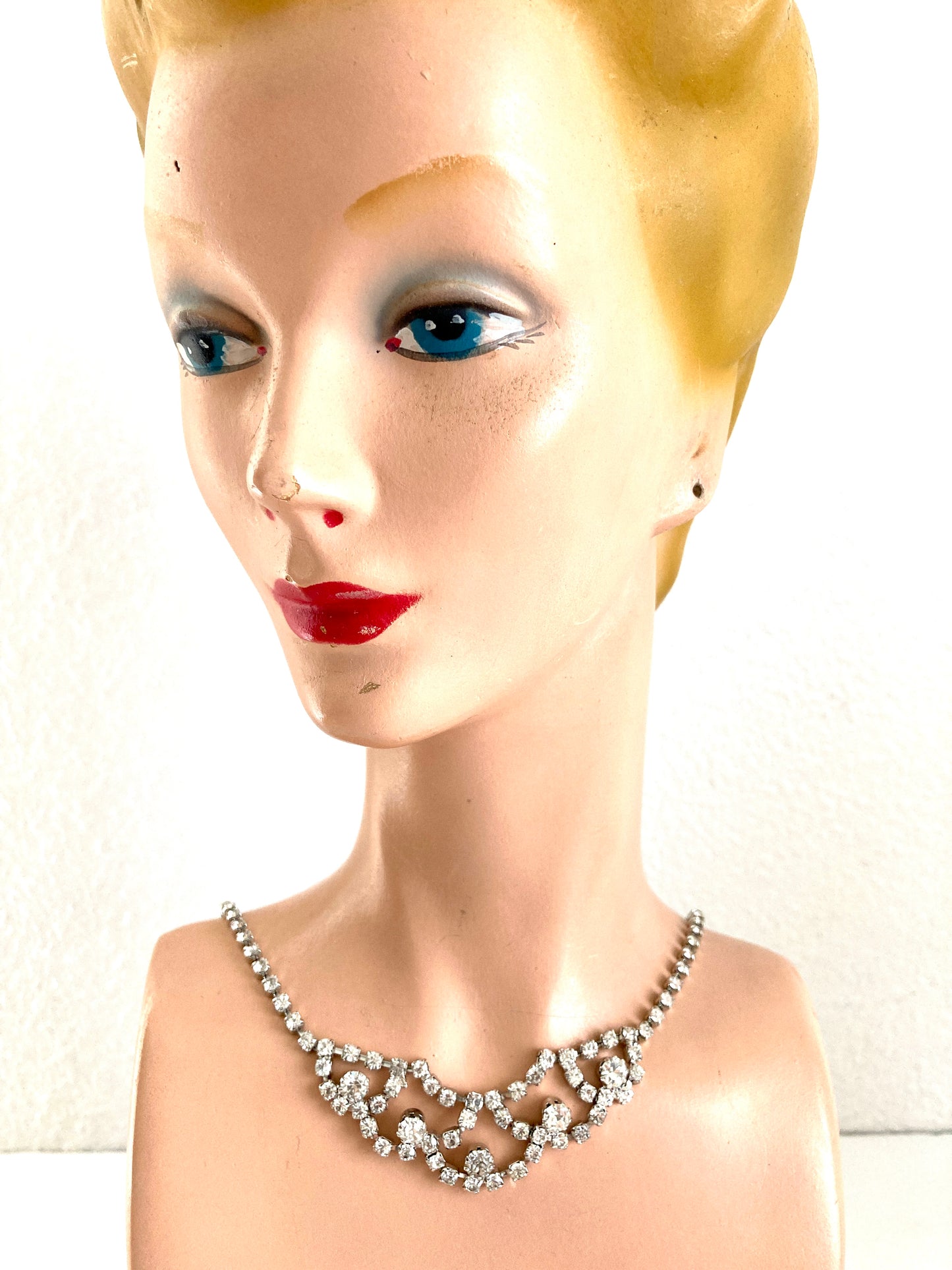 1950s Festoon Rhinestone Choker Necklace