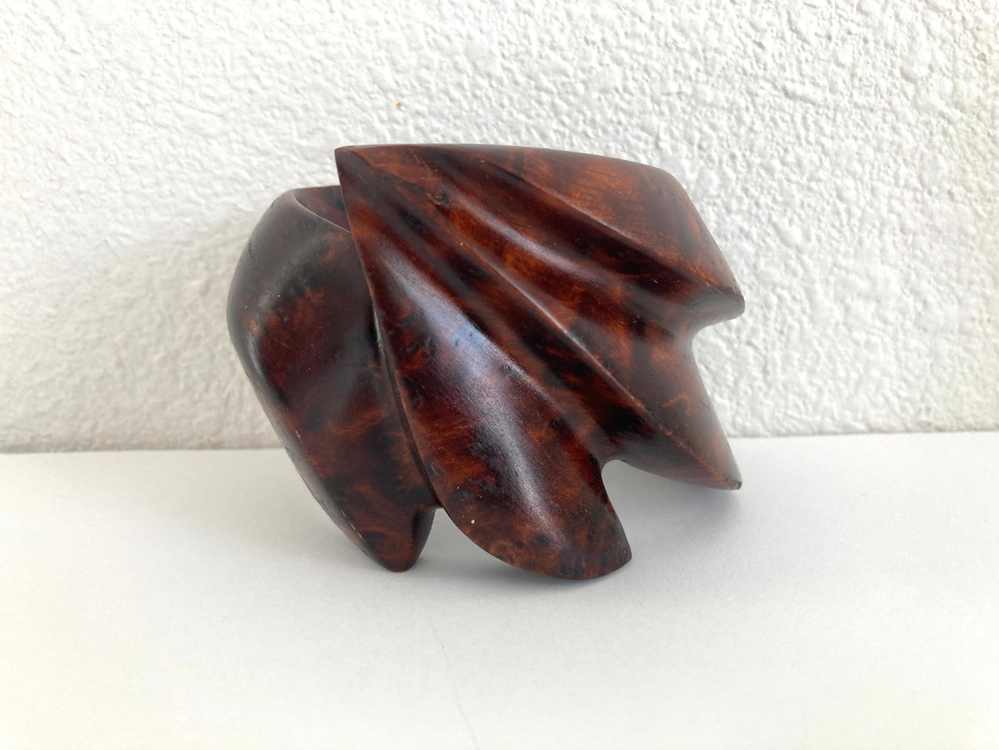 Huge Chunky Carved Burl Wood Cuff Bracelet