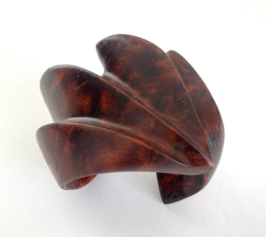 Huge Chunky Carved Burl Wood Cuff Bracelet