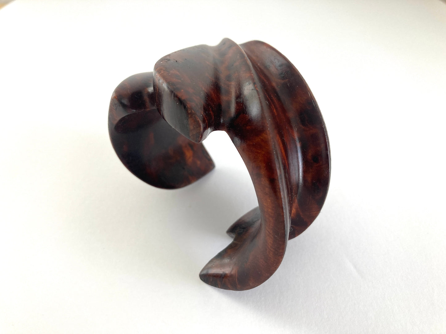 Huge Chunky Carved Burl Wood Cuff Bracelet