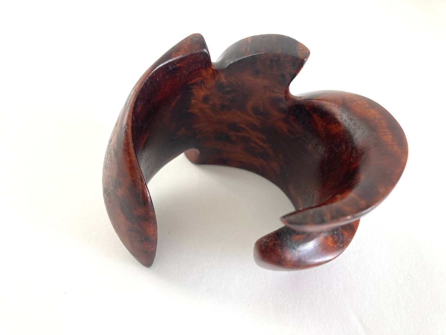 Huge Chunky Carved Burl Wood Cuff Bracelet