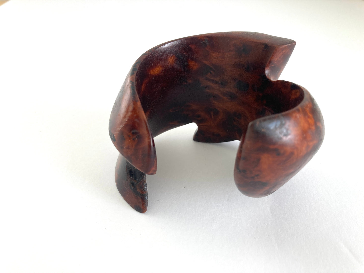 Huge Chunky Carved Burl Wood Cuff Bracelet