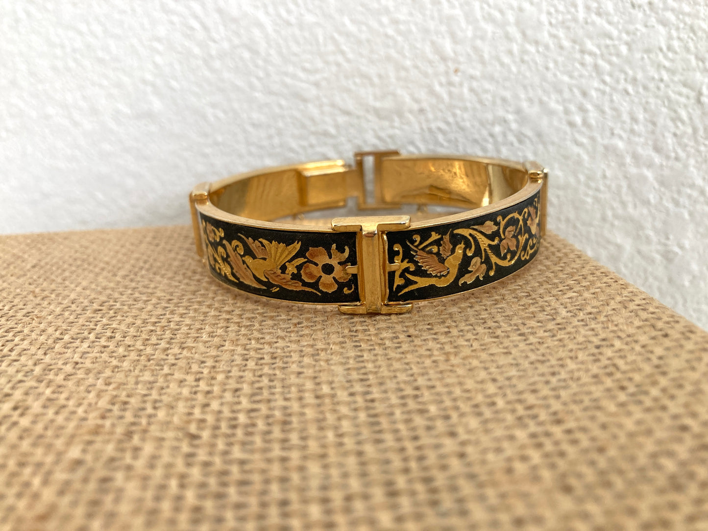Vintage Toledo Damascene Bracelet with Birds